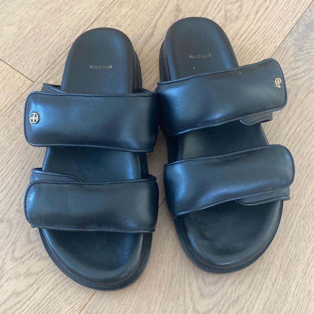 ANINE BING SID SANDALS - sold out everywhere PUFFY STRAP LEATHER SANDAL